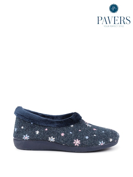 Pavers Blue Slip-Ons Full Slippers (F25721) | £25