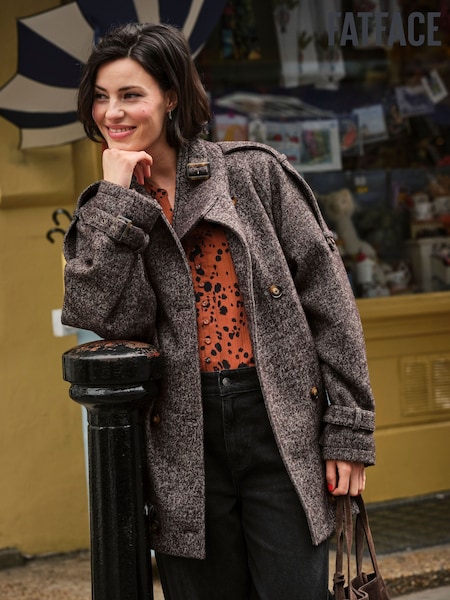 FatFace Lottie Brown Wool Blend Coat (F25735) | £120