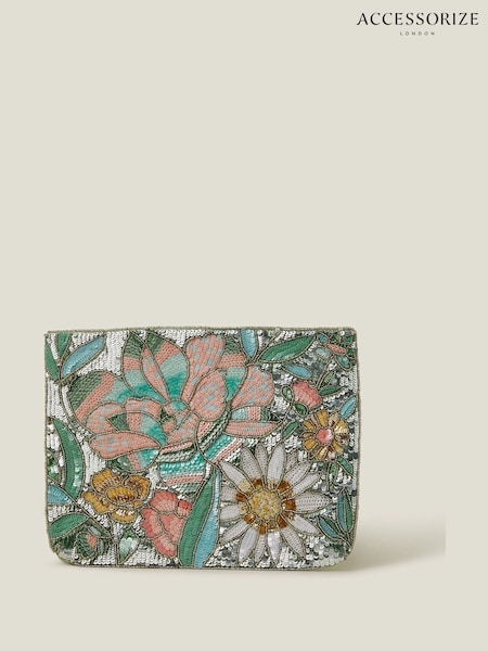 Accessorize Black Hand Beaded Daisy Wristlet Clutch Bag (F25748) | £35