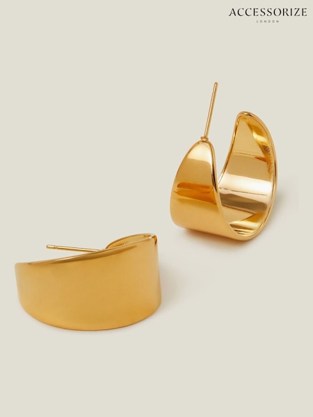 Accessorize Gold 14ct Plated Stainless Steel Chunky Hoop Earrings (F25776) | £20