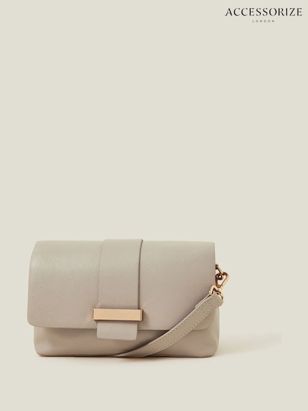 Accessorize Nude Leather Metal Bar Cross-Body Bag (F25787) | £50