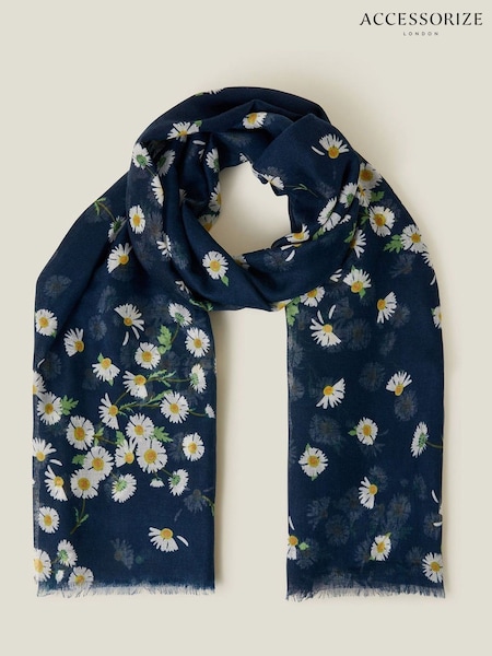 Accessorize Blue Lightweight Daisy Print Scarf (F25791) | £22