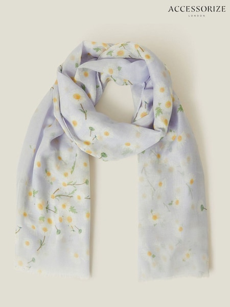 Accessorize Blue Lightweight Daisy Print Scarf (F25837) | £22