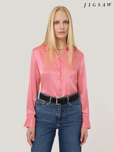 Jigsaw Pink Silk Satin Blend Shirt (F26065) | £155
