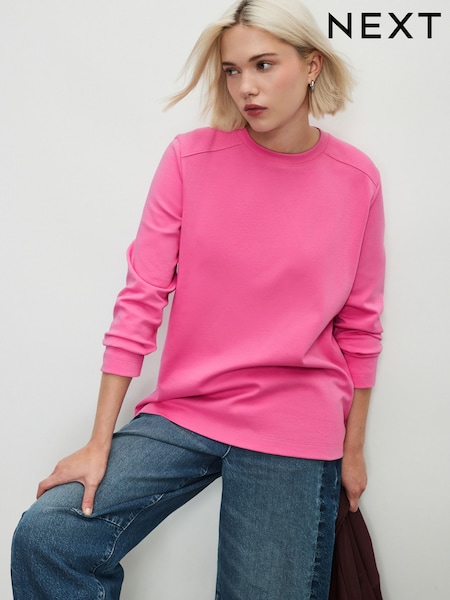 Pink Relaxed Long Sleeve Crew Neck T-Shirt (F26236) | £12