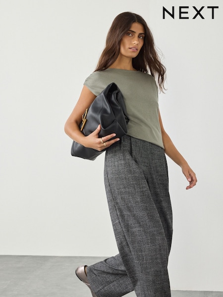 Olive Green Cotton Blend Sleeveless Drape Top (F26240) | £12