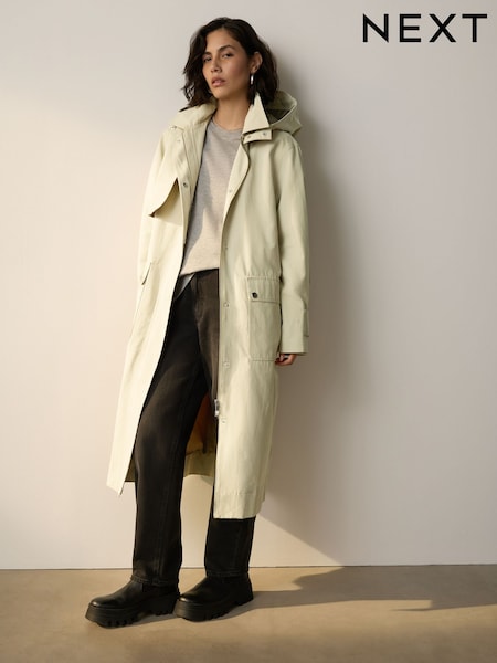 Sage Green Shower Resistant Hooded Rain Coat (F26258) | £80