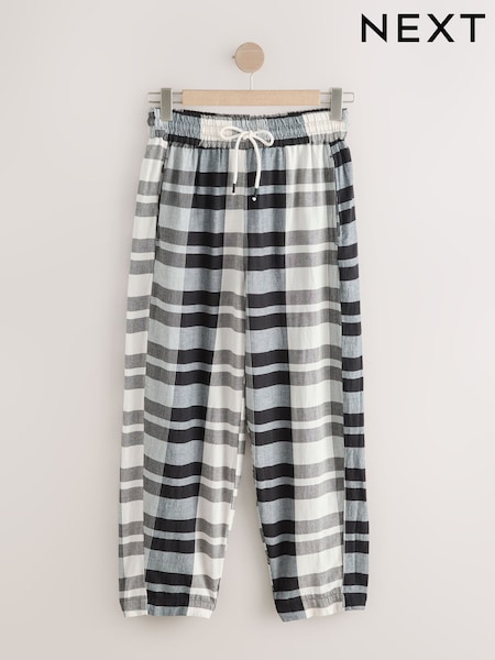 Black/White Textured Check Barrel Trousers (F26296) | £0