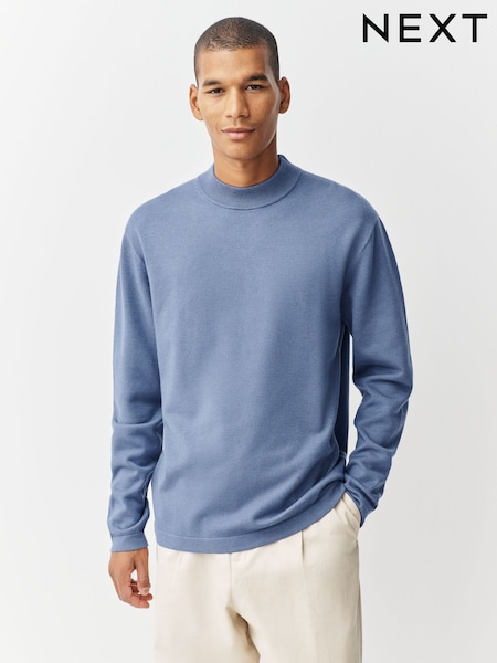 Blue Regular Fit Premium High Crew Neck Jumpe (F26384) | £34