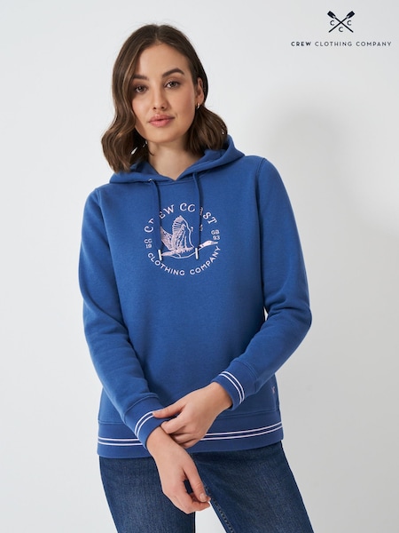 Crew Clothing Company Blue Supersoft Graphic Hoodie (F26392) | £59
