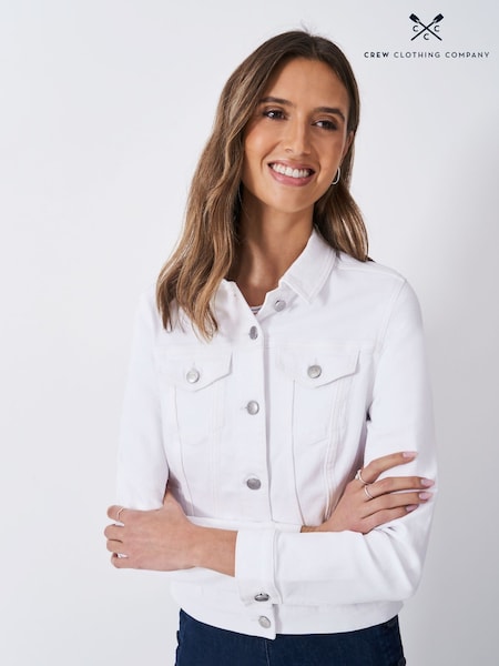 Crew Clothing White Denim Western Jacket (F26421) | £59