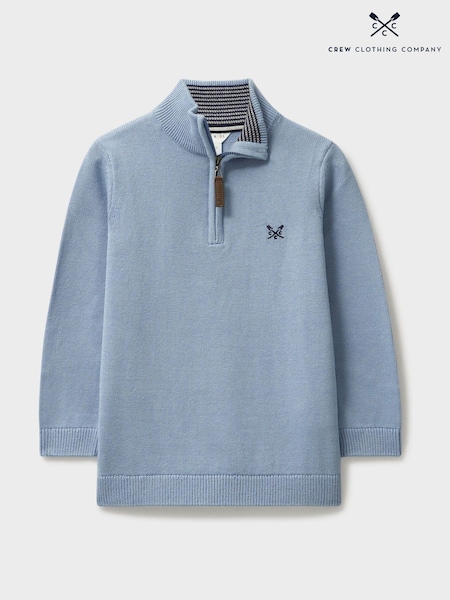 Crew Clothing Company Blue Half Zip Knit 100% Cotton Sweatshirt (F26424) | £32 - £40