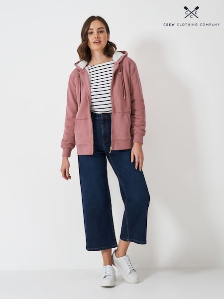 Crew Clothing Pink Borg Lined 100% Cotton Zip Through Hoodie (F26434) | £69