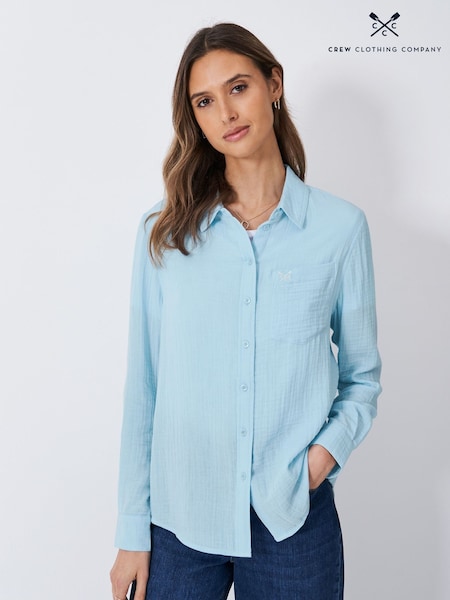 Crew Clothing Blue Chrome Harlie Relaxed 100% Cotton Shirt (F26438) | £49