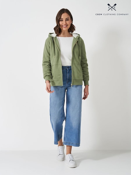 Crew Clothing Green Borg 100% Cotton Zip Through Hoodie (F26444) | £69