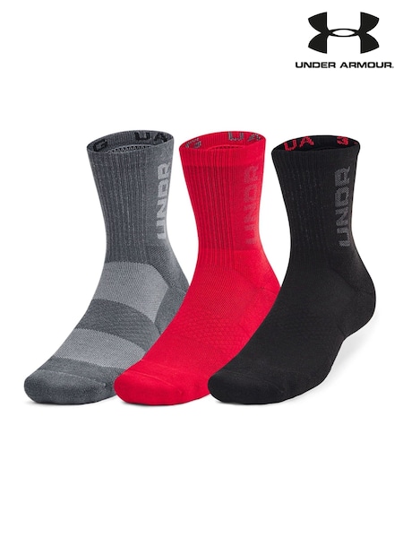 Under Armour Red Marun UA 3-Maker 3pk Mid-Crew (F26466) | £20