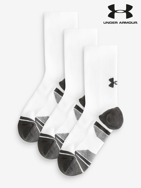 Under Armour White Junior Perform Tech Crew Socks 3 Pack (F26475) | £12