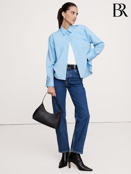Banana Republic Blue Oversized Side-Split Shirt (F26565) | £85