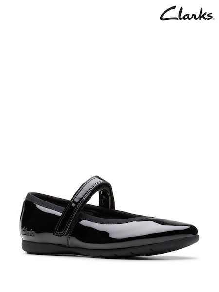 Clarks Black Patent Wide Fit (G) Dance Wish Mary-Jane Shoes (F26584) | £25 - £27