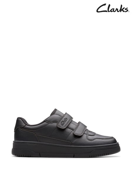 Clarks Black Leather Younger Boys Canyon Sky Trainers (F26613) | £34 - £36
