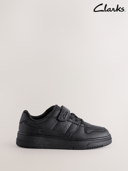 Clarks Black Leather Younger Boys Canyon Way Trainers (F26614) | £34 - £36