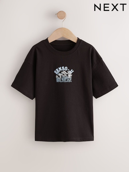 Black Japanese Back Print Relaxed Fit Short Sleeve Graphic Print T-Shirt (3-16yrs) (F26626) | £12 - £15
