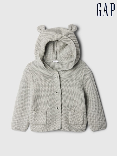Gap Grey Cotton Knitted Bear Cardigan (Newborn-24mths) (F26731) | £20