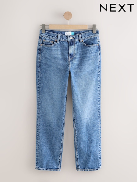 Dark Blue Mid Rise Ankle Straight Leg Jeans (F26738) | £35
