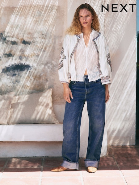 Mid Blue Boyfriend Turn Up Jeans (F26744) | £42