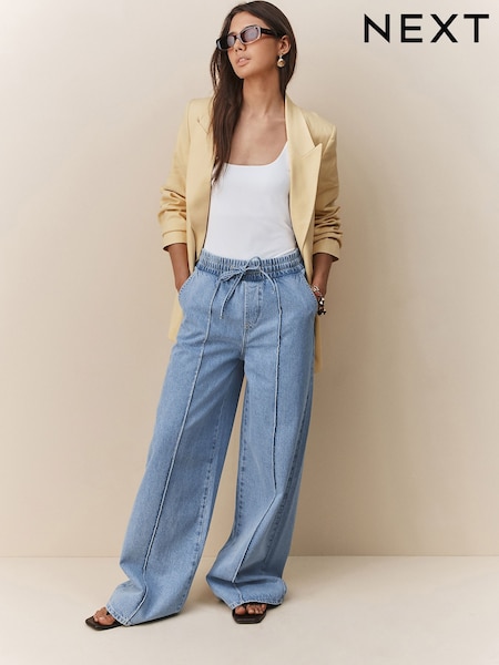 Bleach Pintuck Wide Leg Denim Joggers (F26747) | £35