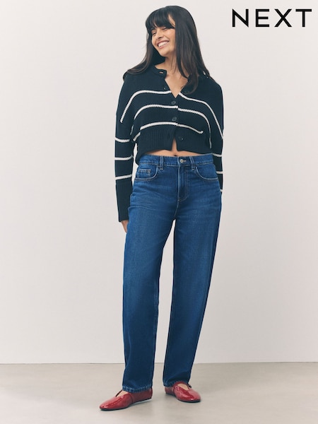 Denim Dark Blue Barrel Leg Jeans (F26788) | £29