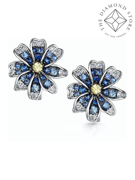 The Diamond Store 9K White Gold Blue and Yellow Sapphire and Diamond Stellato Earrings (F26895) | £665