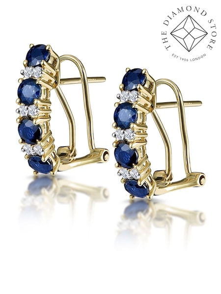 The Diamond Store Blue Sapphire 1.45CT and Diamond 9K Earrings (F26906) | £435