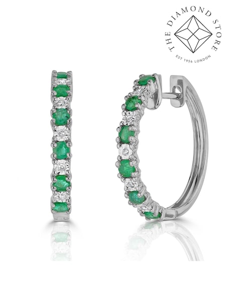 The Diamond Store 9K Gold 0.63ct Emerald Stellato Earrings (F26943) | £549