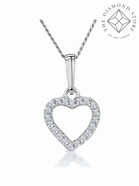 The Diamond Store 9K White Gold Stellato Diamond Heart Necklace (F26948) | £249