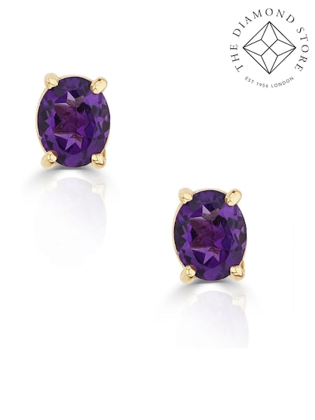 The Diamond Store Purple 9K Yellow Gold Tone Amethyst 5 x 4mm Earrings (F26952) | £149