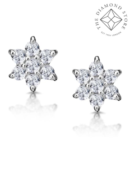 The Diamond Store 9K White Gold 0.30ct Star Cluster Earrings (F26973) | £315
