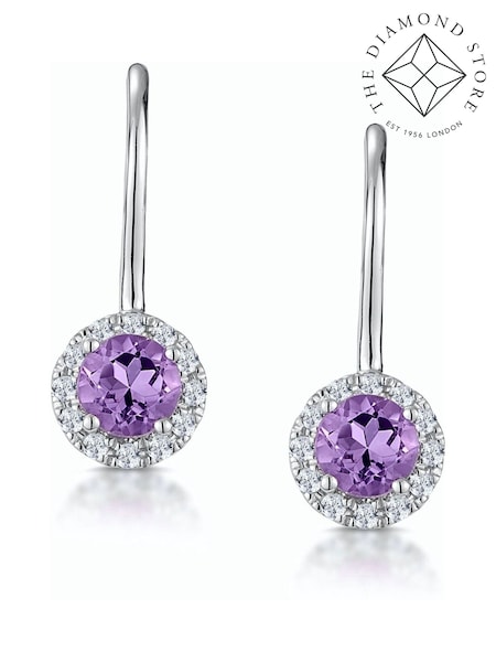 The Diamond Store Purple Amethyst 0.57CT And Diamond 9K White Gold Tone Earrings (F26977) | £349