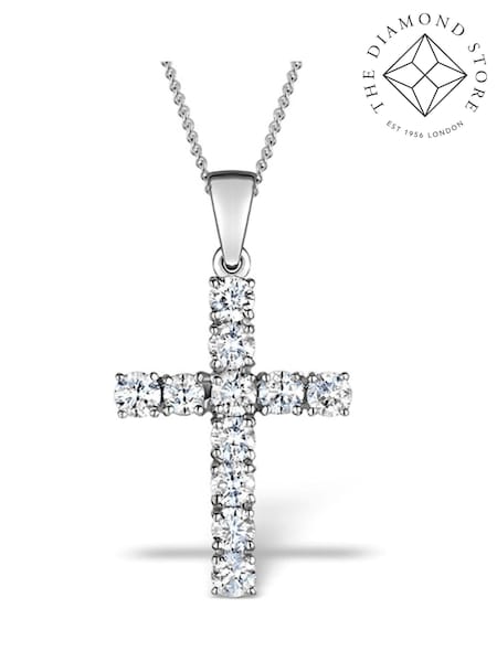 The Diamond Store White 1 Carat Cross Lab Diamond Necklace (F26989) | £599
