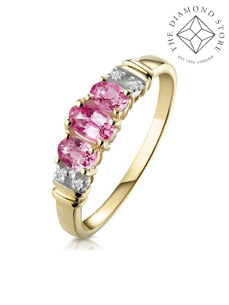 The Diamond Store 9K Yellow Gold Sapphire And 0.02ct Diamond Ring (F27062) | £375