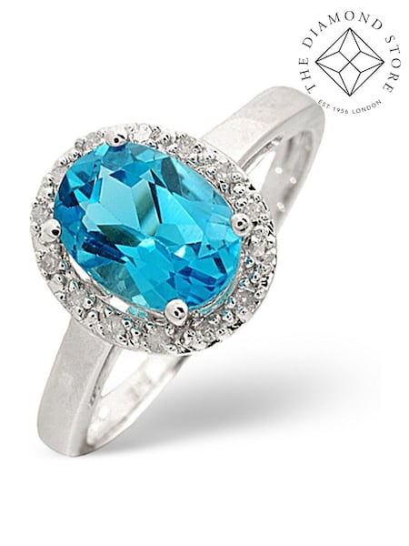 The Diamond Store 9K White Gold 1.56ct Topaz And Diamond Ring (F27064) | £419