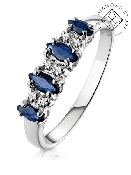 The Diamond Store 9K White Gold 0.76ct Sapphire and Diamond Ring (F27070) | £329