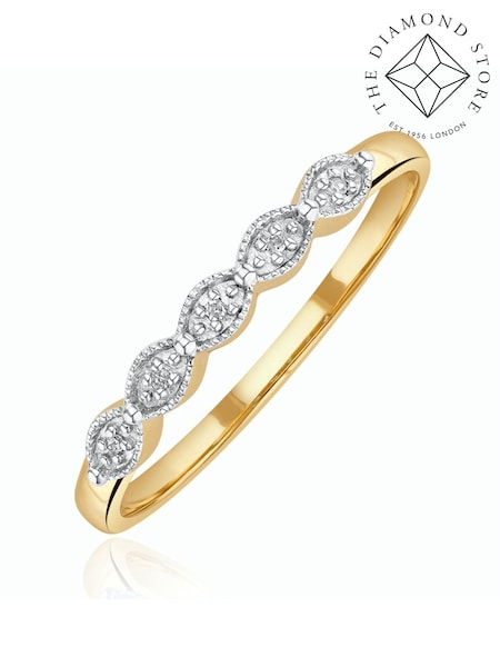 The Diamond Store 9K Gold 0.02ct Diamond Half Eternity Ring (F27085) | £199
