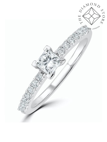 The Diamond Store 9K White Gold Ella Halo 0.55ct Lab Diamond Engagement Ring (F27088) | £449
