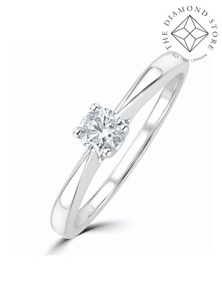 The Diamond Store 925 Silver White Tapered Design 0.25ct H/Si Lab Diamond Engagement Ring (F27089) | £189