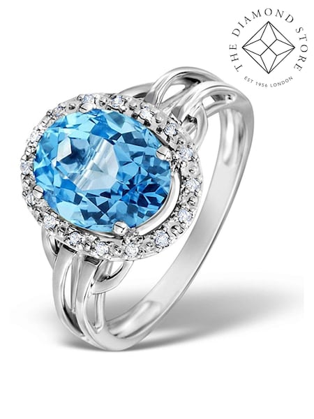 The Diamond Store 9K White Gold Topaz 3.42ct And Diamond Ring (F27094) | £415