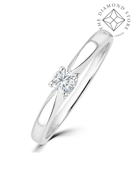 The Diamond Store 9K White Gold Tapered Design 0.15ct H/Si Lab Diamond Engagement Ring (F27097) | £295