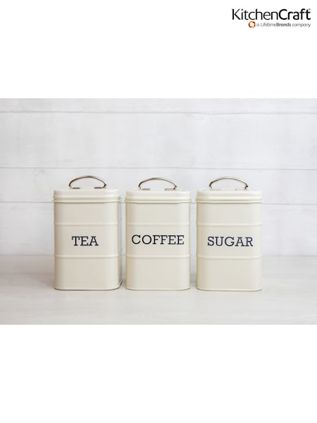Kitchencraft Cream Vintage-Style Coffee, Sugar and Tea Canisters (F27131) | £33