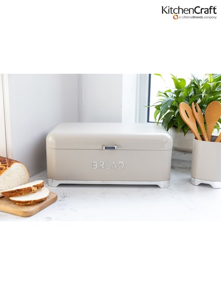 Kitchencraft Cream Textured Bread Bin Sleek Storage (F27142) | £65
