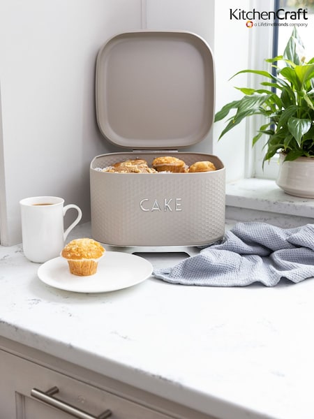 Kitchencraft Cream Textured Square Cake Tin Durable Storage (F27144) | £43